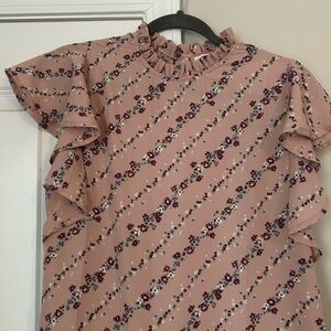 ANDREE BY UNIT Floral Ruffle Sleeve Blouse - Mauve